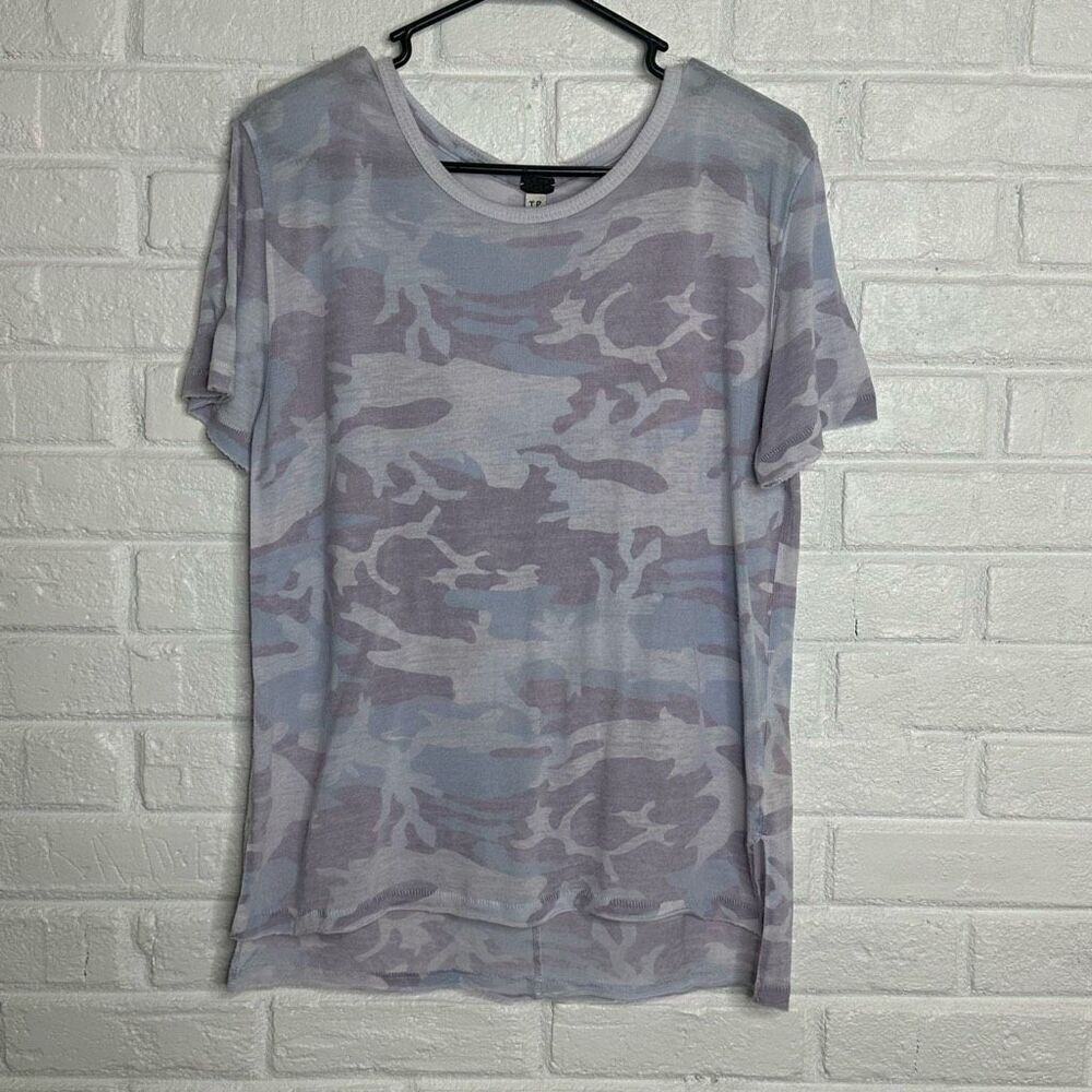 We‎ the Free Free People Purple Lavender Gray Camo T-shirt Sheer size XS